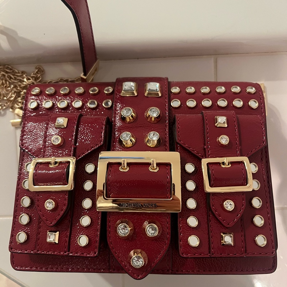 Red studded/rhinestone Michael Kors small Handbag